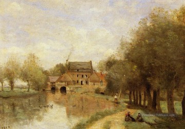 Arleux du Nord le Moulin Drocourt sur le Sensee Jean Baptiste Camille Corot Peinture à l'huile
